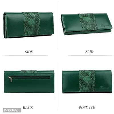 Bagneeds Crok with Pu Leather Wallet Money/Card Holder for Women (Green)-thumb3