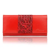 Bagneeds Crok with Pu Leather Wallet Money/Card Holder for Women (Red)-thumb1