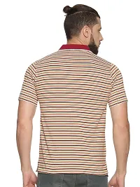 Trendy Multicoloured Cotton Blend Striped Polo T-Shirt For Men-thumb1