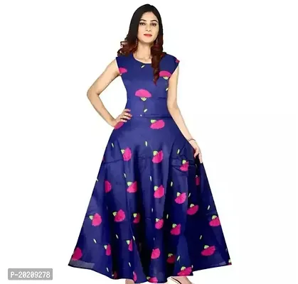 Stylish Cotton Printed A-Line Dress For Women-thumb0