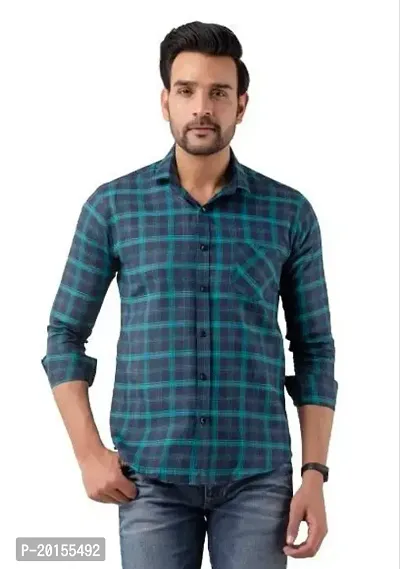 Trendy Cotton Blend Checked Long Sleeves Casual Shirts For Men