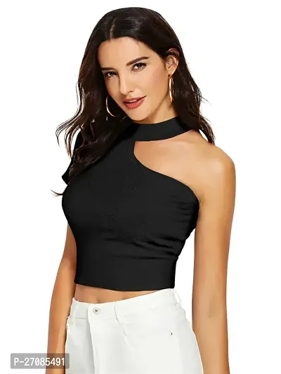 Elegant Black Crepe Solid Top For Women-thumb2