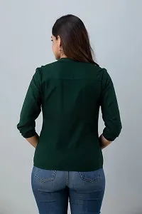 RJ Fashion Women's Rayon Plain Dark Green Solid Top 3/4 Sleeves(RJ Fashion- Shirt-002-Dark Green-XL)-thumb3