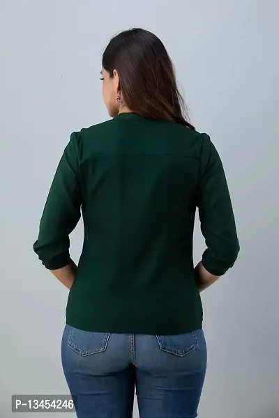 RJ Fashion Women's Rayon Plain Dark Green Solid Top 3/4 Sleeves(RJ Fashion- Shirt-002-Dark Green-XL)-thumb4