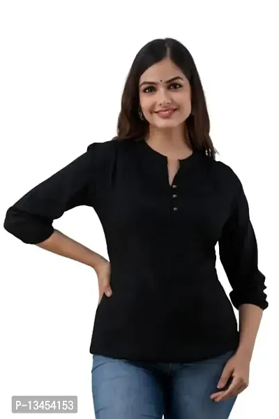 RJ Fashion Women's Rayon Plain Solid Top 3/4 Sleeves(RJ Fashion- Shirt-002)-thumb0