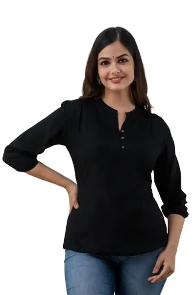 RJ Fashion Women's Rayon Plain Solid Top 3/4 Sleeves(RJ Fashion- Shirt-002)