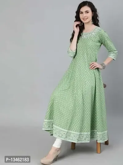 RJ Fashion Women's Printed Rayon Anarkali Kurti Long Length Kurta Festive Collection(Kurti_15-Light Green-l)-thumb2