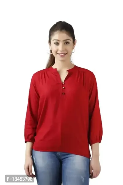 RJ Fashion Women's Rayon Plain Solid Top 3/4 Sleeves(RJ Fashion- Shirt-001)