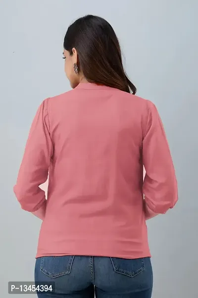 RJ Fashion Women's Rayon Plain Solid Top 3/4 Sleeves(SHIRT-002-Pink-XL)-thumb3