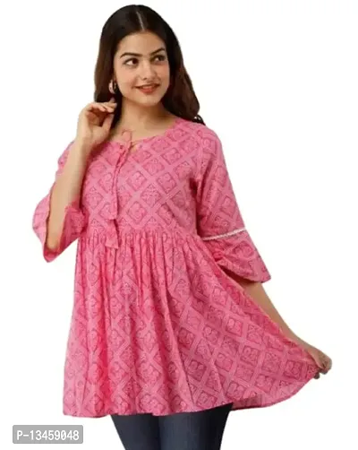 RJ Fashion Women Designer Rayon Dress - Pink Color(TP-009)-thumb3