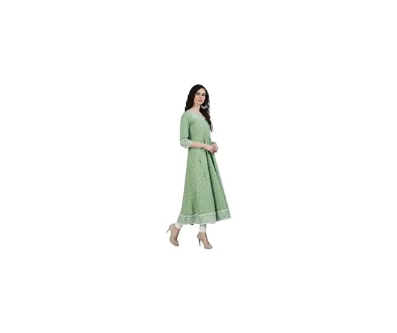 RJ Fashion Women's Rayon Anarkali Kurti Long Length Kurta Festive Collection(kurti-15)