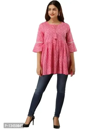 RJ Fashion Women Designer Rayon Dress - Pink Color(TP-009)-thumb0
