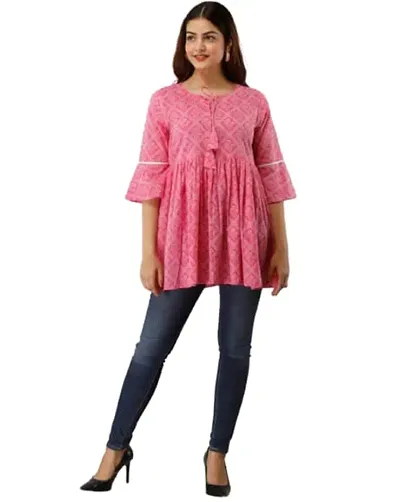 RJ Fashion Women Designer Rayon Dress - Pink Color(TP-009-Pink-XL)