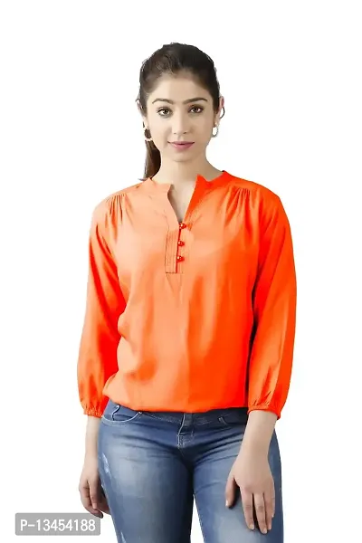 RJ Fashion Women's Latest Rayon Plain Solid Tops for Women and Girl(ASD-01-Orange-S)