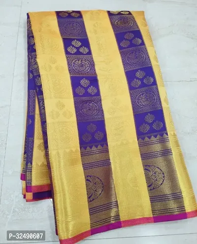 Elegant Silk Blend Kanjeevaram Brocade Pattu Silk Saree with Blouse Piece