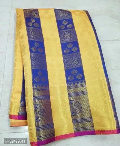 Elegant Silk Blend Kanjeevaram Brocade Pattu Silk Saree with Blouse Piece