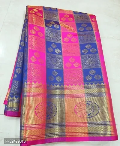 Elegant Silk Blend Kanjeevaram Brocade Pattu Silk Saree with Blouse Piece