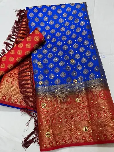 Best Selling Silk Blend Saree with Blouse piece 