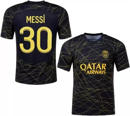 Football New Team Jersey Messi with Shorts 2023/2024 for Men Kids(8-9Years,M30blk)