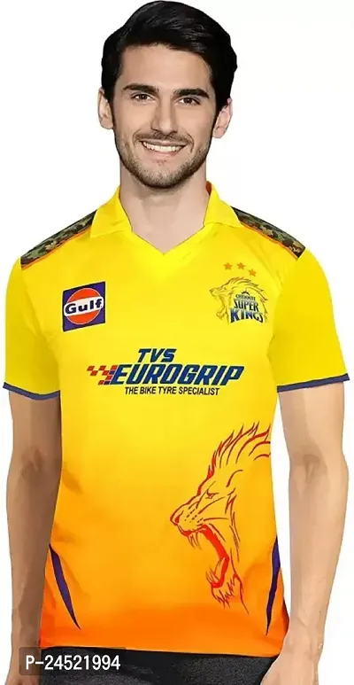 Reliable Yellow Polyester Printed Sports Jerseys Polos For Men-thumb0