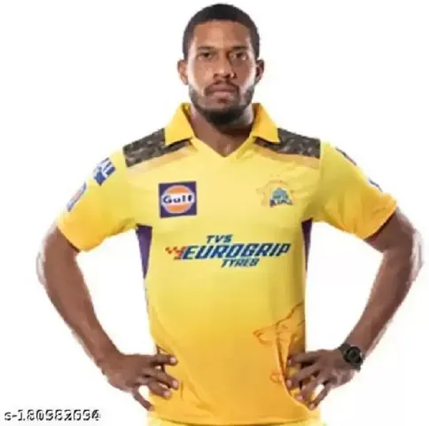 Stylish Chennai IPL  Printed Sports Jerseys Polos For Men