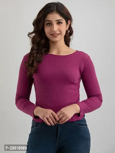 Stylish Purple Cotton Solid Top For Women-thumb0