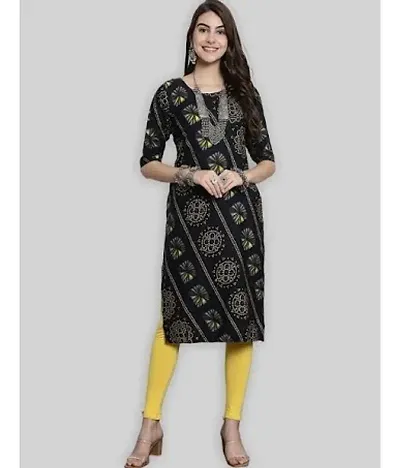 Stylish Multicoloured Straight American Crepe Printed Kurta