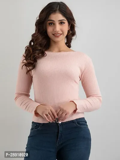 Stylish Pink Cotton Solid Top For Women-thumb0