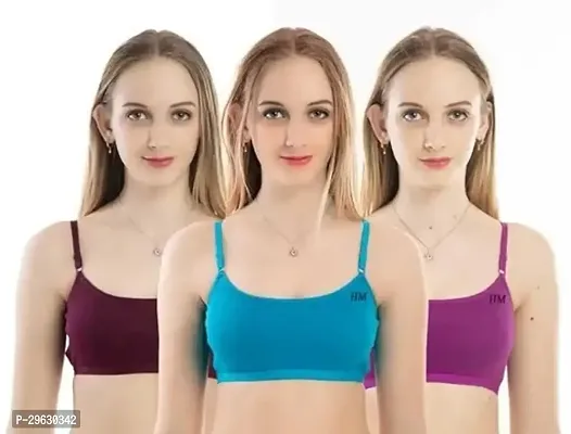 Stylish Multicoloured Cotton Solid Bras For Women Pack Of 3-thumb0