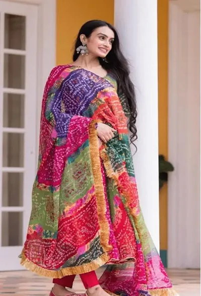 Fancy Georgette Digital Floral Gown and Dupatta