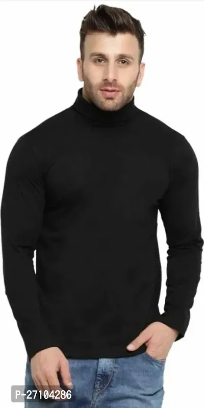 Reliable Black Cotton Blend Solid Tshirt For Men-thumb0