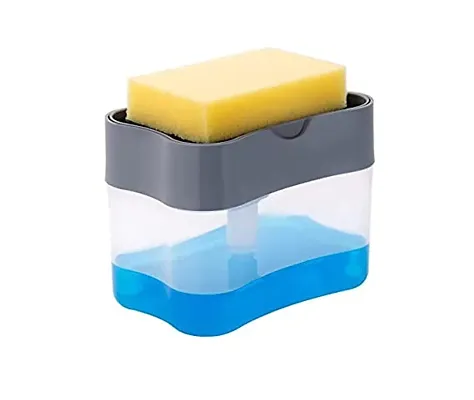 Dispenser of Soap for  Dishwashing Liquid soap Pump Dispenser 400 ML with Sponge Holder, Dishwasher Liquid Holder Kitchen Sink Accessories Items Organizer