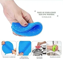 Fruit and Vegetable Washing Brush Round Scrubber Pad Multipurpose Silicone Dishwashing Tools for Kitchen Silicone Washing Sponge Antibacterial Silicone Dish Scrubber-thumb1