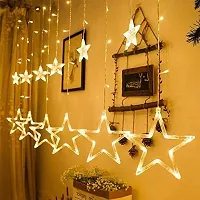 Decorative Star Curtain LED Lights for Diwali Christmas Wedding - 2.5 Meter (1 Curtain, 138 LED, 6+6 Star) , Diwali Star Light Curtain , Diwali led Lights, Best Gift for Diwali-thumb2