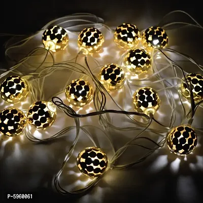 14 Football Shapped String LED Fairy Lights for Diwali Christmas Wedding, 3.65m, Golden, Diwali LED Lights, Best Gift For Diwali (SC-120D)-thumb0