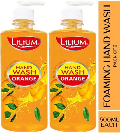 LILIUM Herbal Foaming Hand Wash Orange 500 ml Pack of 2 Hand Wash Pump Dispenser (2 x 500 ml)
