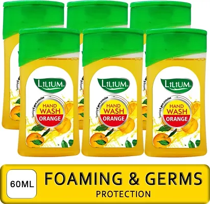 LILIUM Herbal Foaming Hand Wash Orange 60 ml Pack of 6 Hand Wash Bottle (6 x 60 ml)
