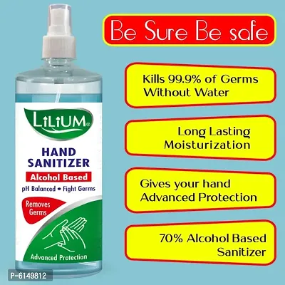 LILIUM 70% Alcohol Based Hand Cleanser (Sanitizer) Liquid Spray 500 ml and 200 ml Sanitizer Spray Bottle (2 x 350 ml)-thumb3