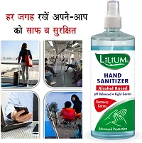 LILIUM 70% Alcohol Based Hand Cleanser (Sanitizer) Liquid Spray 500 ml and 200 ml Sanitizer Spray Bottle (2 x 350 ml)-thumb1