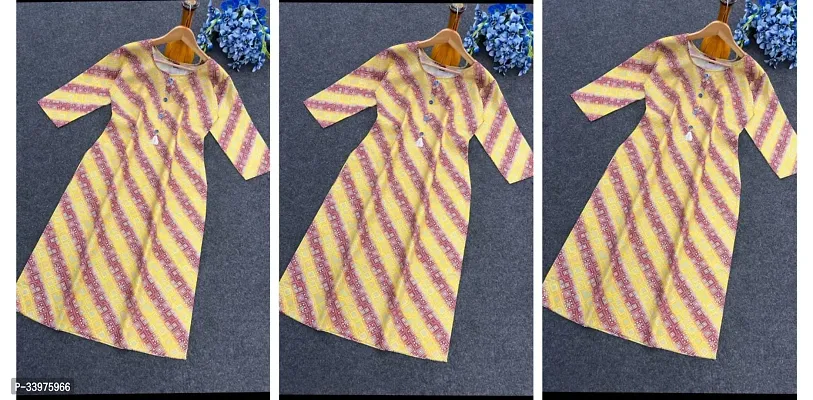 Stylish Yellow Cotton Kurta For Women Pack Of 3