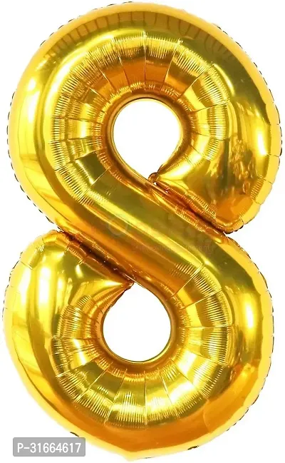 Solid 8 Number Helium Birthday/Anniversary Balloon Gold, Pack Of 1-thumb0