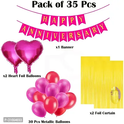 Solid Happy Anniversary Decoration Balloon Multicolor, Pack Of 35-thumb2