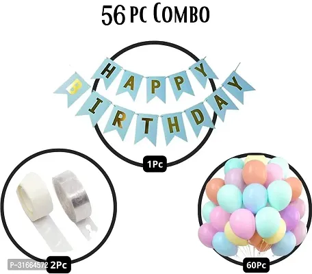 Solid Happy Birthday Decoration Kit, Pastel Balloon Multicolor, Pack Of 1-thumb2