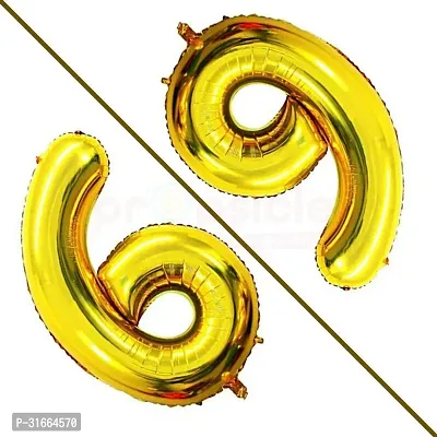 Solid 6 Number Helium Birthday/Anniversary Balloon Gold, Pack Of 1-thumb2