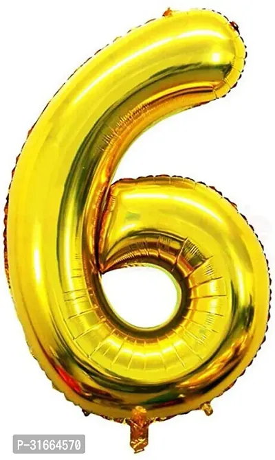 Solid 6 Number Helium Birthday/Anniversary Balloon Gold, Pack Of 1