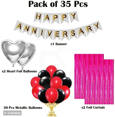 Solid Happy Anniversary Decoration Balloon Multicolor, Pack Of 35-thumb2