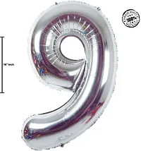 Solid 9 Number Helium Birthday/Anniversary Balloon Silver, Pack Of 1-thumb1