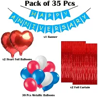 Solid Red Theme Happy Anniversary Decoration Balloon Multicolor, Pack Of 35-thumb1