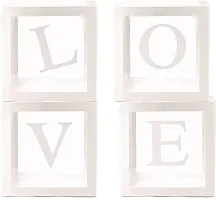 Solid Cardboard Love Transparent Letter Boxes For Your Proposal Balloon White, Pack Of 4-thumb1