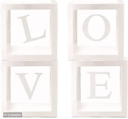 Solid Cardboard Love Transparent Letter Boxes For Your Proposal Balloon White, Pack Of 4-thumb2